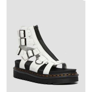 NEW Dr. Martens Olson Zipped Leather Strap Sandals White Milled Napa